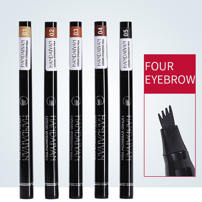 Ultra-fine Engraved Waterproof Long-lasting Non-smudging Four-pronged Eyebrow Pencil Four-fork Head Eyebrow Pencil