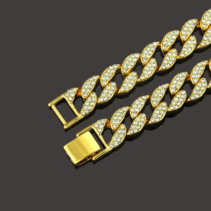 欧米の男性のヒップホップラップアクセサリーhiphop全ドリルのキューバのダイヤモンドの金色のネックレスのヒップホップアクセサリー|undefined