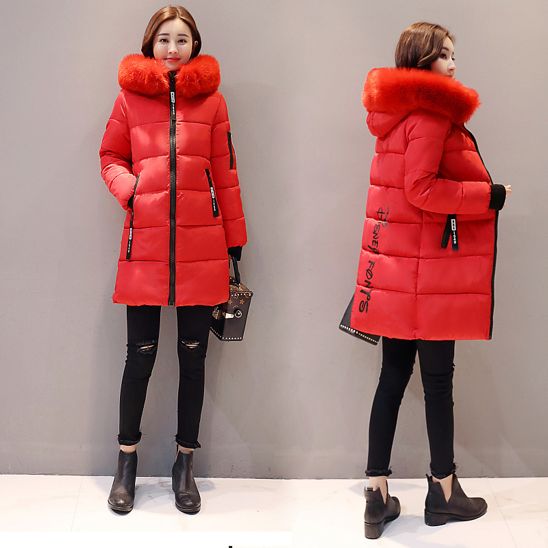 Cross-border cotton-padded jacket women's coat 2023 new winter Korean-style slim-fit thickened mid-length cotton-padded coat women's large fur collar cotton-padded jacket
