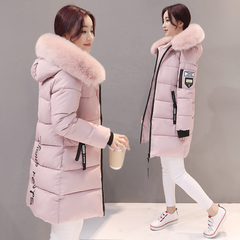 Cross-border cotton-padded jacket women's coat 2023 new winter Korean-style slim-fit thickened mid-length cotton-padded coat women's large fur collar cotton-padded jacket