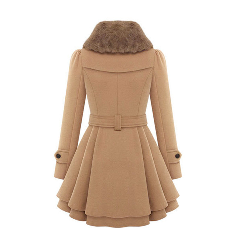 eBay2016 new European and American women's slim fit long woolen coat double-breasted woolen coat trench coat women