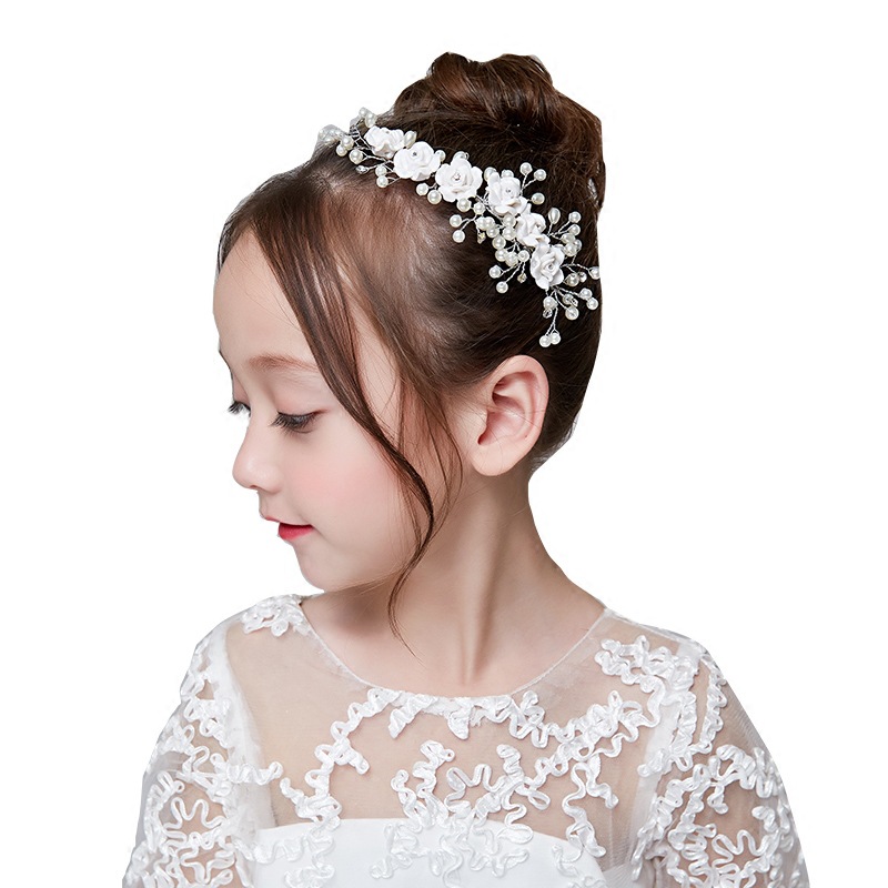 Children's Headwear Garland White Flower Hair Band Girls' Hair Accessories Princess Girl's Cute Korean Style Lady Hair Band