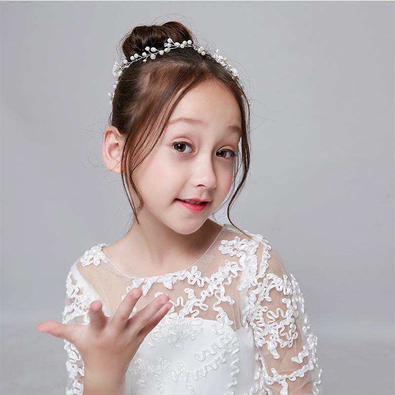 Children's Headwear Garland White Flower Hair Band Girls' Hair Accessories Princess Girl's Cute Korean Style Lady Hair Band