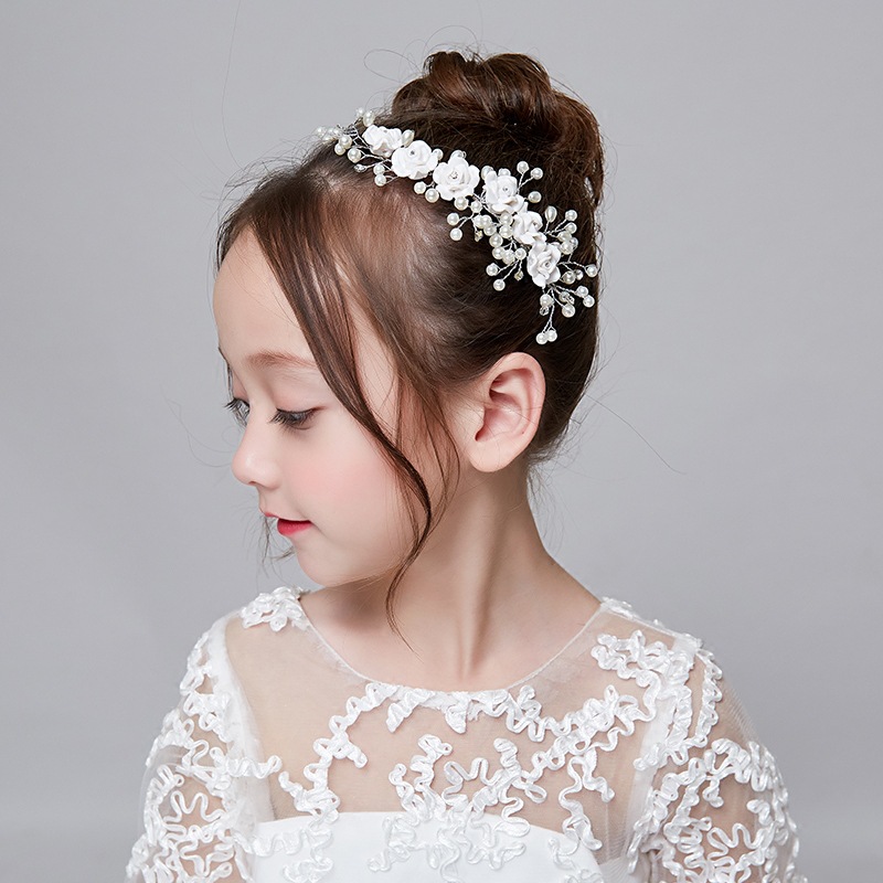 Children's Headwear Garland White Flower Hair Band Girls' Hair Accessories Princess Girl's Cute Korean Style Lady Hair Band