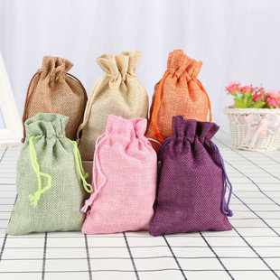 Color linen bag jewelry packaging drawstring small jewelry bag linen sachet empty bag linen gift spot