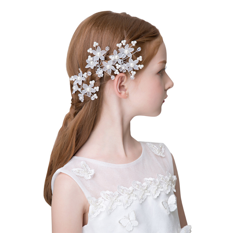 New Children's Headwear Korean Style Beautiful Girl's Imitation Pearl Hair Hairpin Children's Hair Accessories Pearl Plate Hair Hairpin