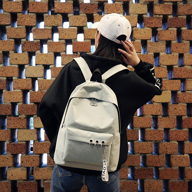 New minimalist fashion casual backpack solid color backpack women's canvas academic style school bag a generation of hair