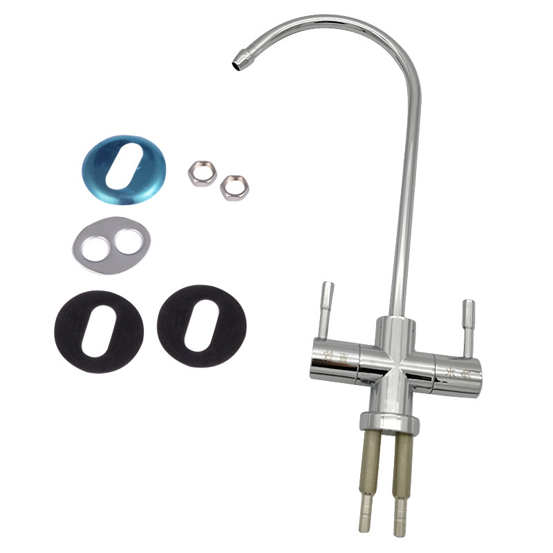 2 Points Full Silver Double Water Big Bend American Style Faucet Household Direct Drinking Silk Screen Printing Luxury 2 Points Gooseneck Gold Plated Faucet