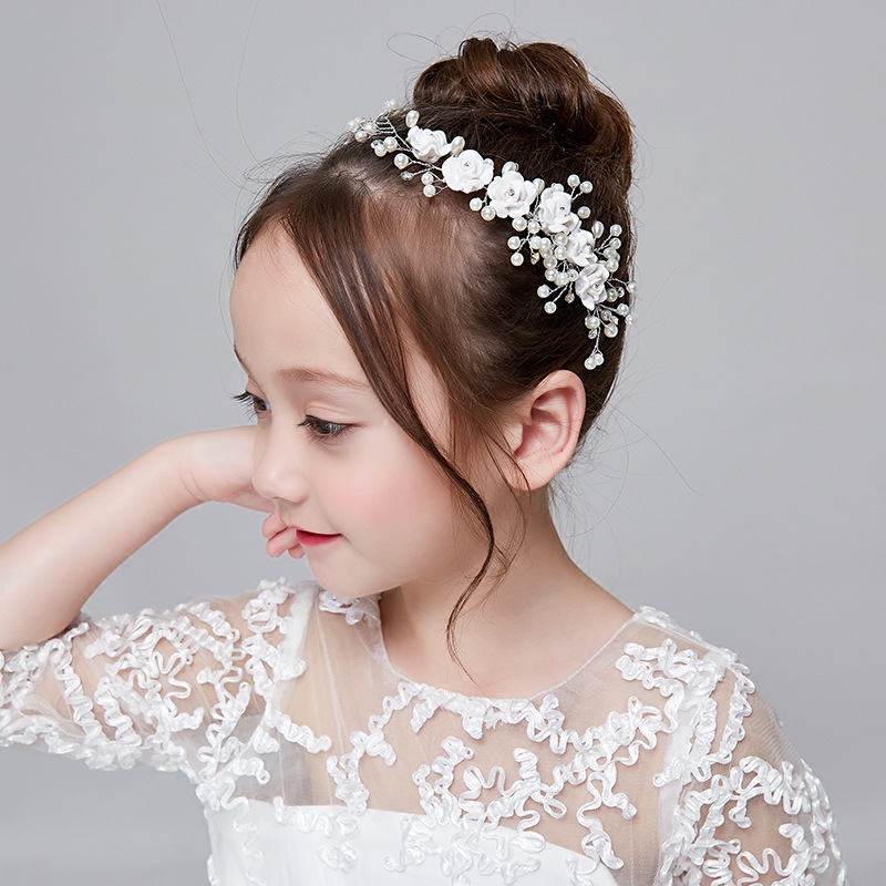 Children's Headwear Garland White Flower Hair Band Girls' Hair Accessories Princess Girl's Cute Korean Style Lady Hair Band