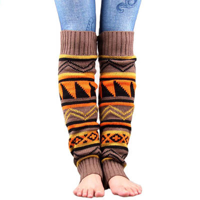 Cross-border winter camouflage thickened wool piled socks for Europe and the United States women's long knitted color matching boots leg cover