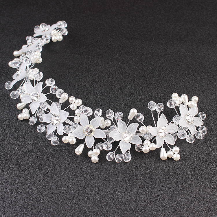 Korean-style wedding bride headdress handmade flower bride ornaments wedding hair accessories Crystal Crown manufacturers