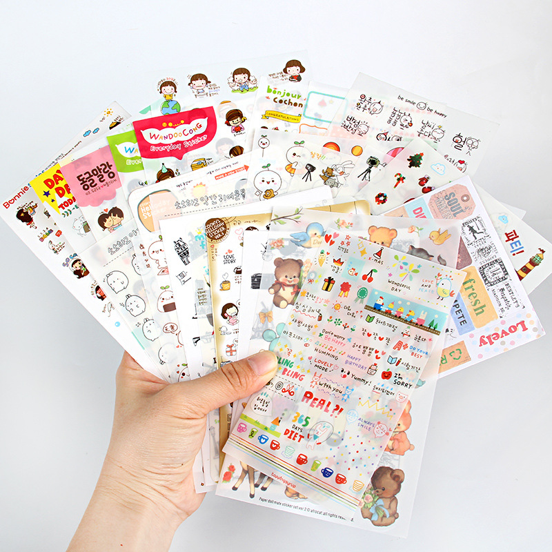 Multi-style cute cartoon creative transparent diary mobile phone stickers hand account peripheral decorative stickers 34