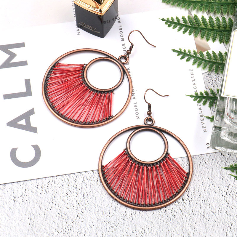 Original fashion hand-woven earrings fashion retro big circle earrings women bohemian hollow jewelry wholesale