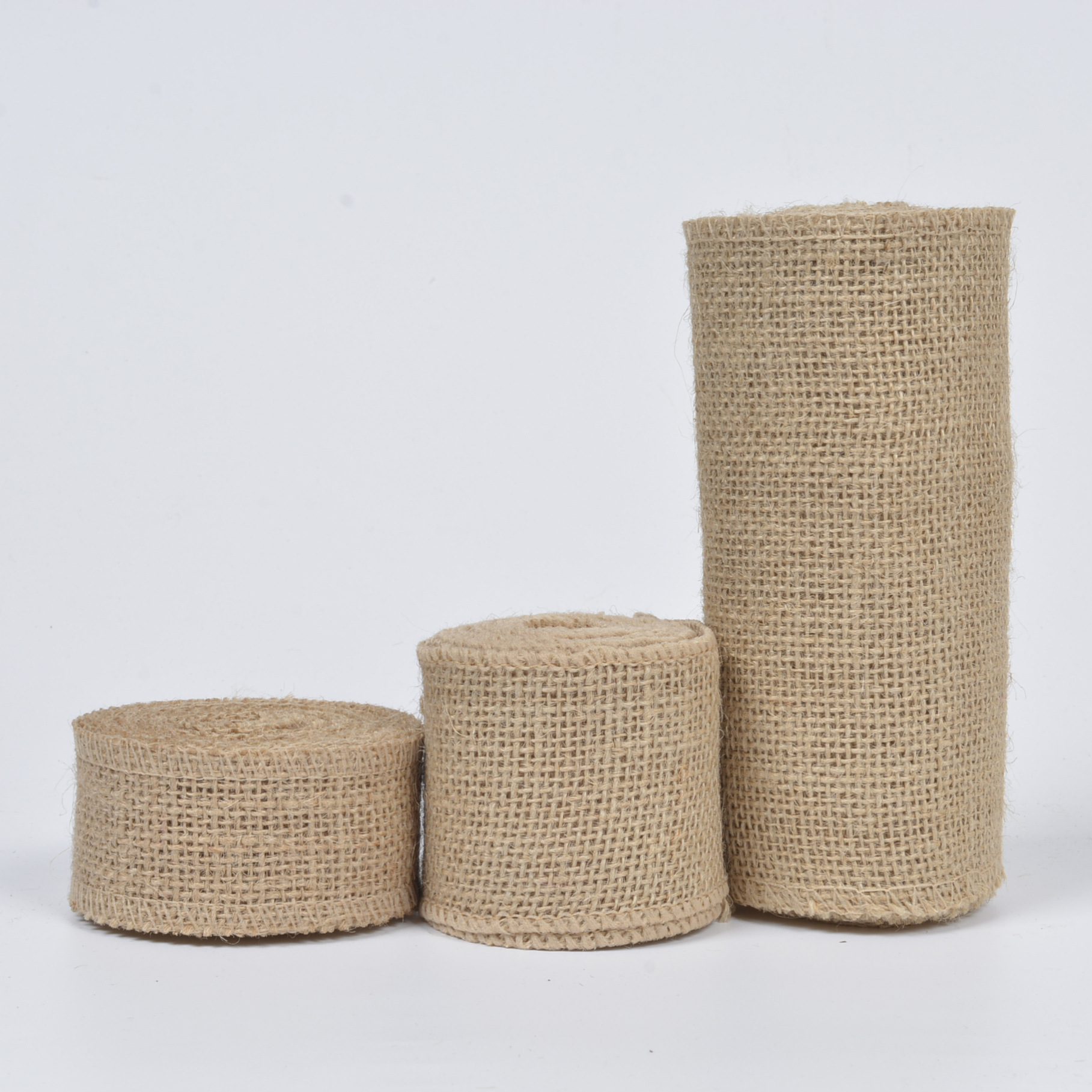 Natural handmade solid color linen webbing roll DIY handmade Christmas wedding decoration linen webbing roll jute cloth wholesale