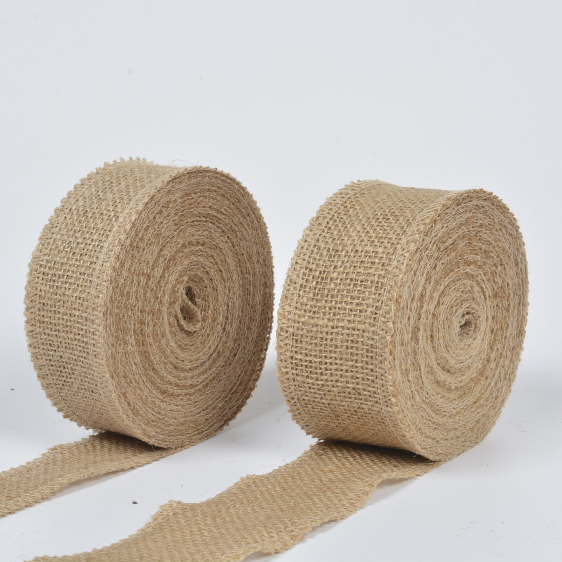 Natural handmade solid color linen webbing roll DIY handmade Christmas wedding decoration linen webbing roll jute cloth wholesale