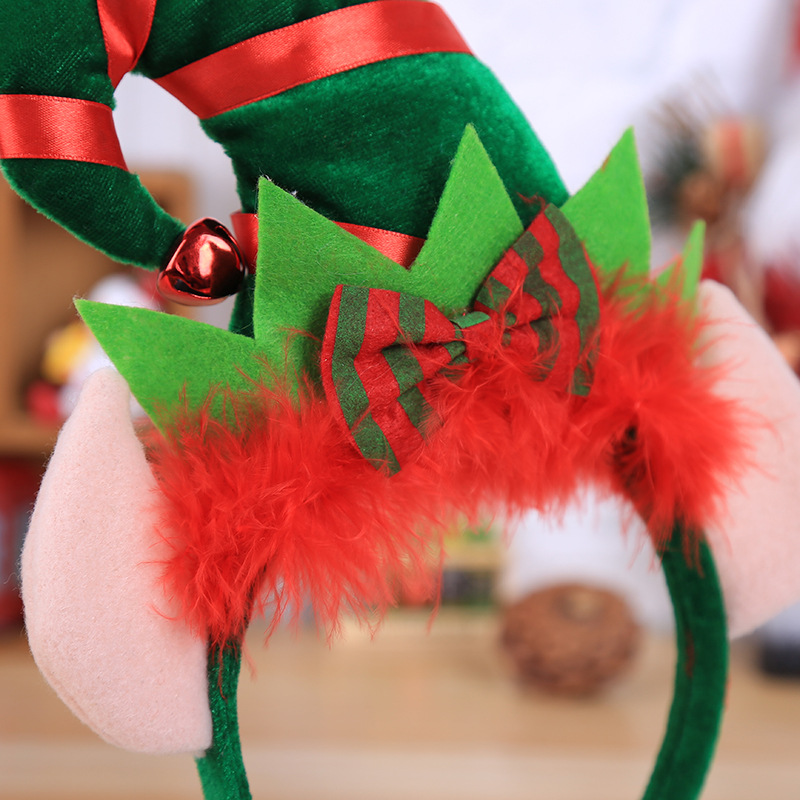 Christmas holiday decorations Creative Party red feather decoration elf small pointed hat _voghion.com