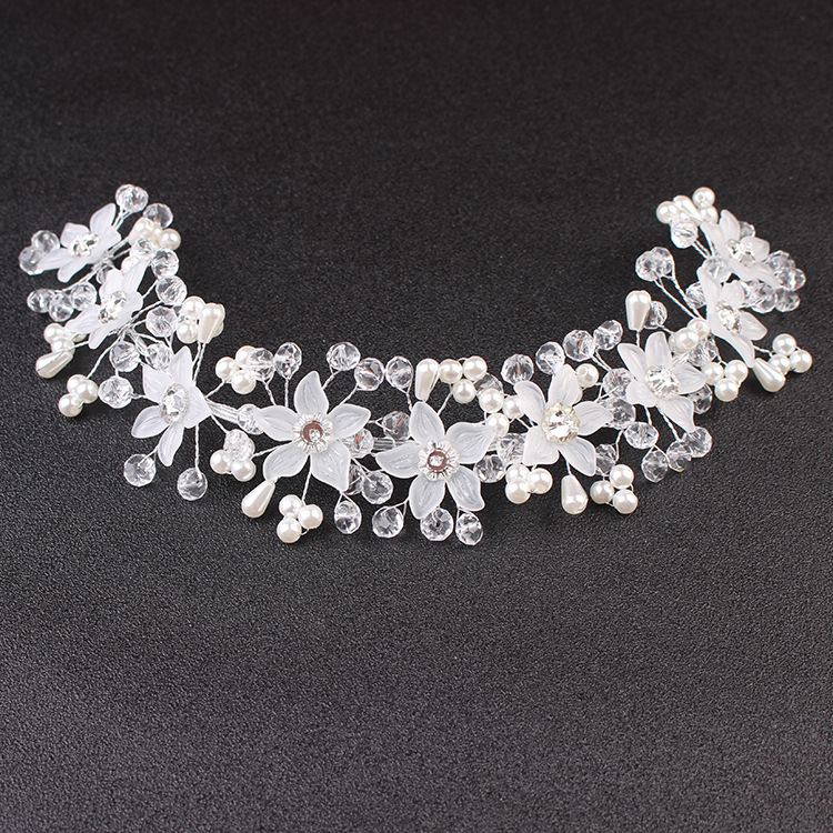 Korean-style wedding bride headdress handmade flower bride ornaments wedding hair accessories Crystal Crown manufacturers