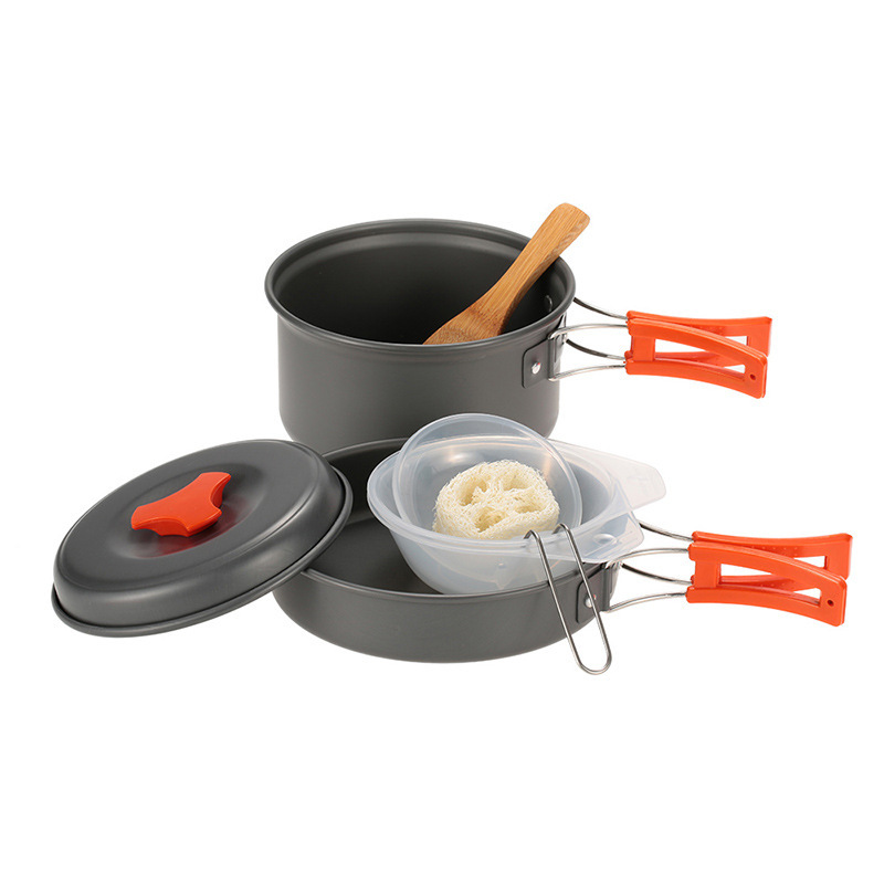 1-2 人屋外ピクニックポータブルコンビネーション Ds200 Cookset キャンプ調理器具フライパンポットセットキャンプキッチン用品|undefined