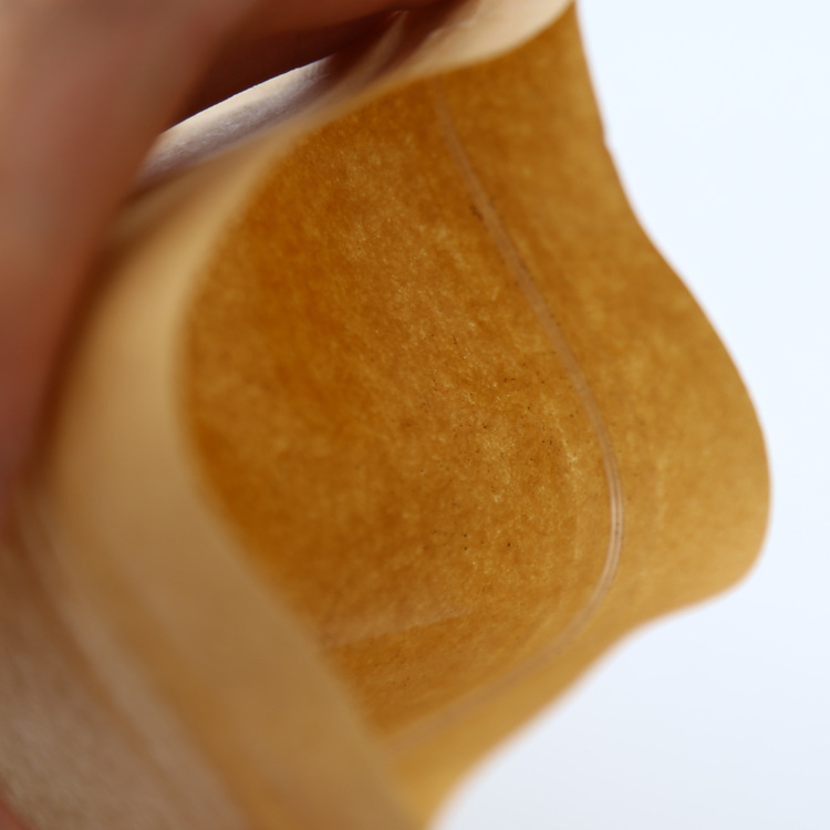 Wholesale food Kraft paper bag window flat bottom sealed bag self-adhesive bag nut agricultural products packaging bag flat bag