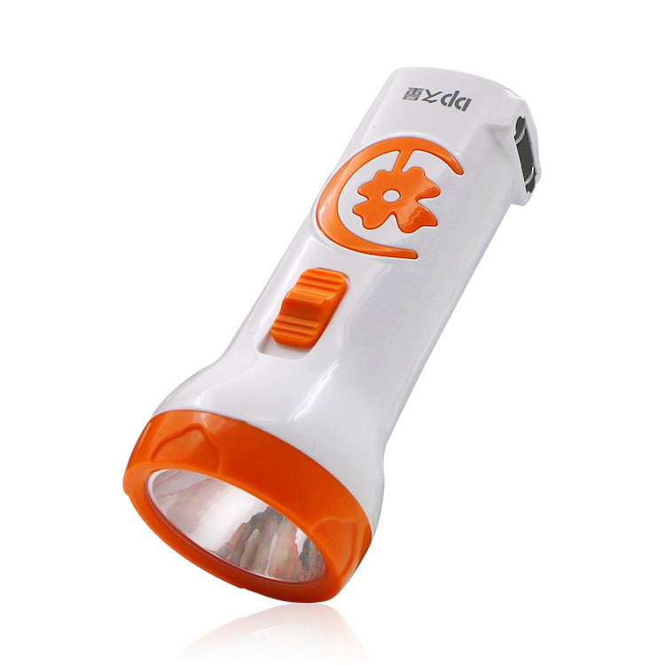 Wholesale long-term flashlight rechargeable household outdoor portable flood control fire emergency plastic small flashlight printable