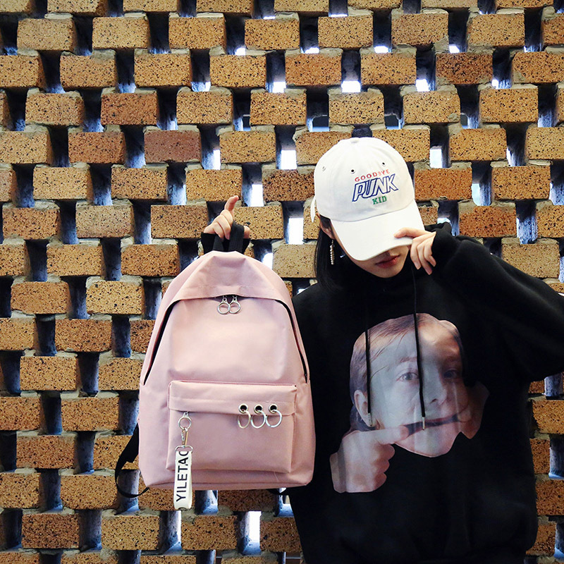 New minimalist fashion casual backpack solid color backpack women's canvas academic style school bag a generation of hair