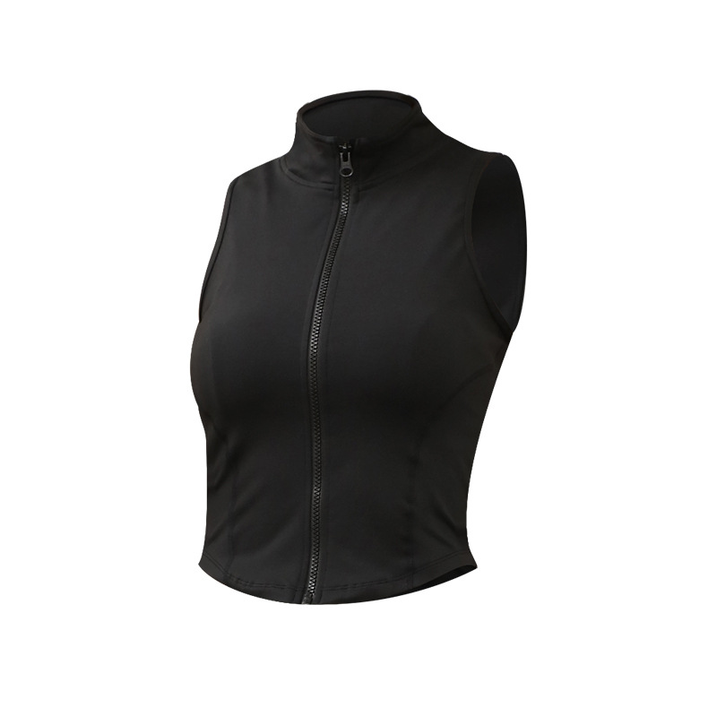 Summer New Sports Vest Fitness Clothes Zipper Quick-drying Breathable Sweat-wicking Sleeveless Running Top Women's Yoga Vest