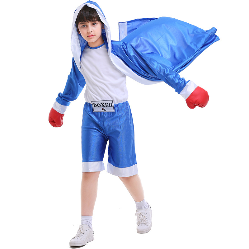Halloween Costume Two Color Children's Sportswear Red and Blue Boxer Children's Boxing Match Costume Photography Costume