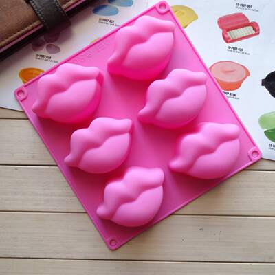 In stock wholesale 6-piece lips silicone baking cake mold pudding jelly mold ice tray rice cake mold reusable