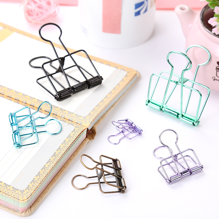 Creative Metal Hollow Long Tail Clip Hand Account Retro Bill Dovetail Clip Golden Rose Gold Small 19mm Small Clip