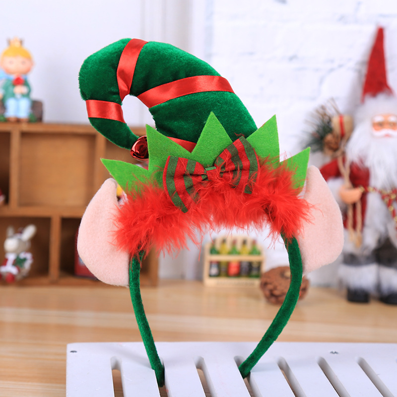 Christmas holiday decorations Creative Party red feather decoration elf small pointed hat _voghion.com
