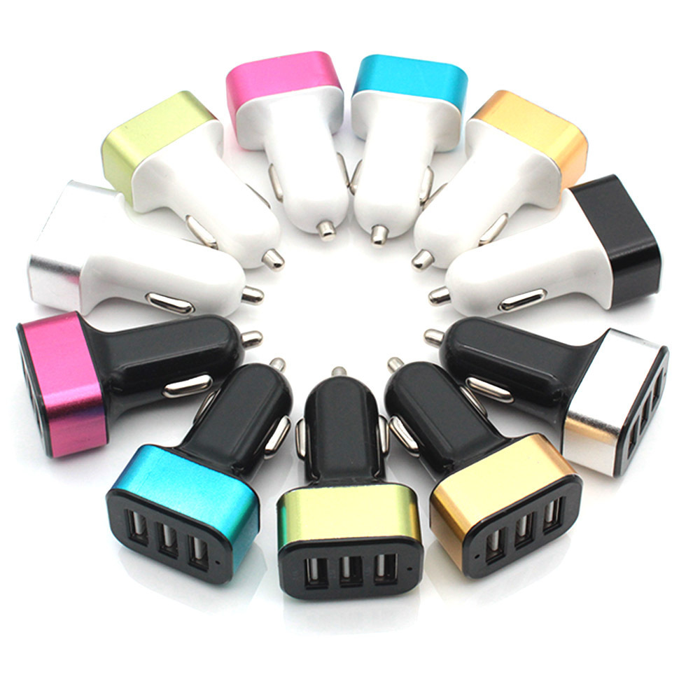 One drag three 3USB aluminum alloy Mobile Phone Car Charger smart phone car charger multi-port car charger cross-border wholesale
