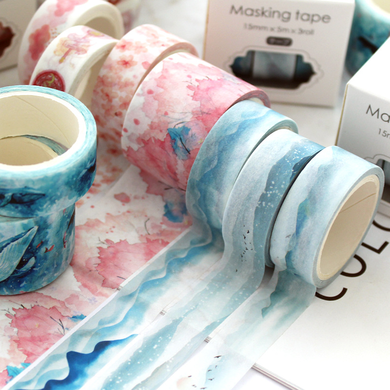 Original hand account tape hand account Tape 3 roll boxed girl heart DIY diary decoration and paper tape