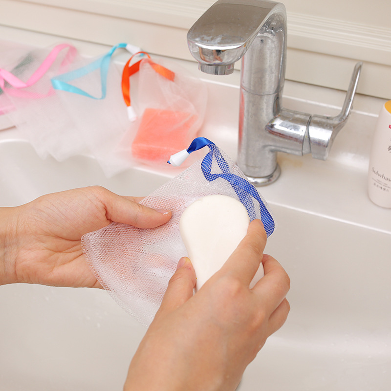 Color Ribbon Foaming Net Handmade Soap Foaming Net Cleansing Soap Net Foam Mesh Bag Bath Supplies Wholesale