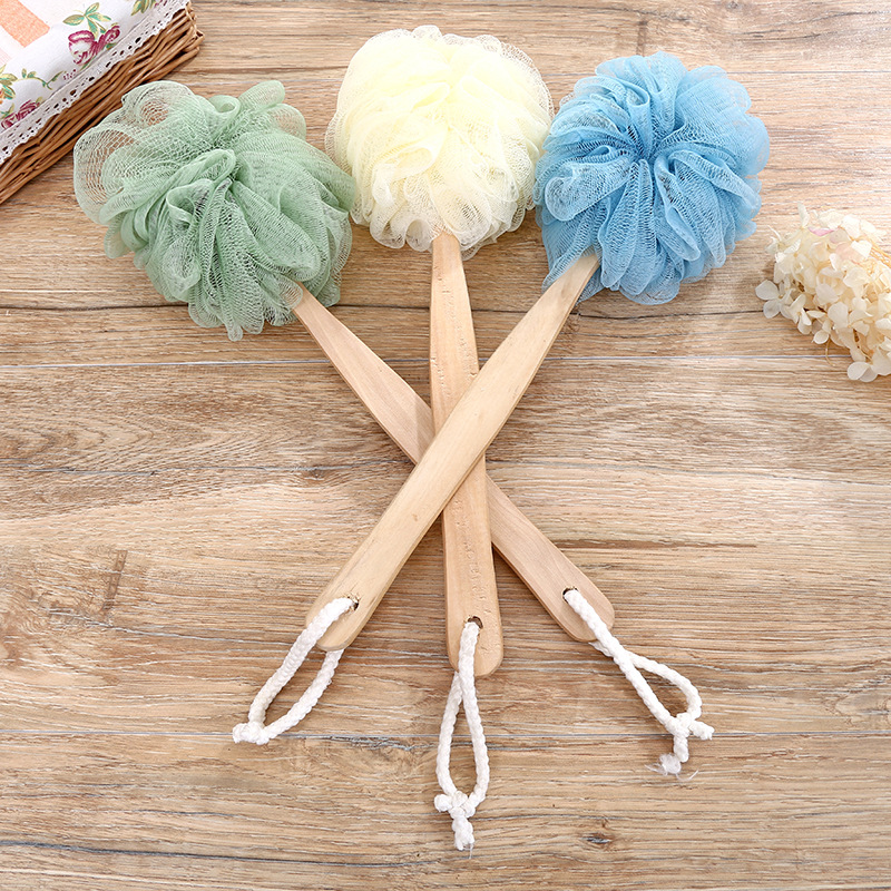 A2623 Bath Scrubbing Artifact Bath Ball Long Handle Foaming Rich Bathroom Back Scrubbing Artifact Bath Brush Back Scrubbing Bath Ball