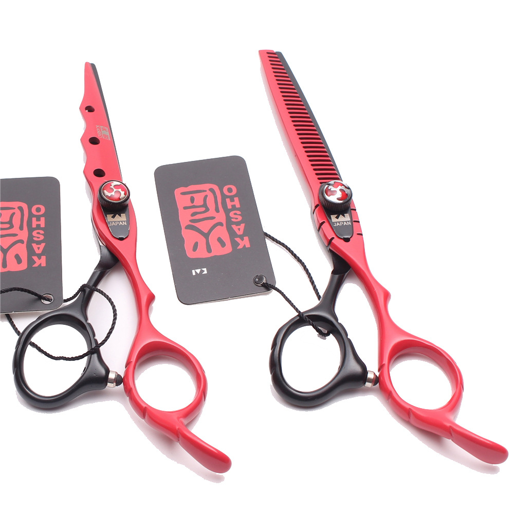 Blacksmith black red White purple 6.0-inch paint hairdressing scissors flat scissors bangs thin tooth scissors hair cutting scissors