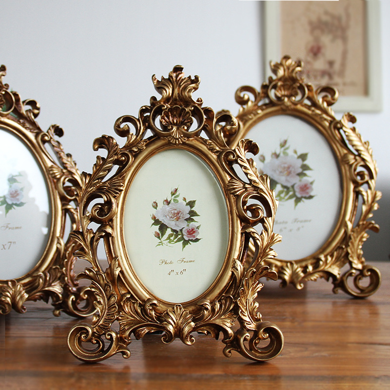 6 inch 7 inch 8 inch European antique old oval resin home set table creative photo frame wholesale