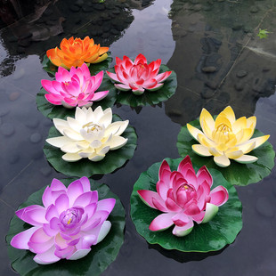 Simulation Lotus lotus water lily pool fish tank Buddha Hall decorative flower EVA floating on water pastoral style factory direct supply
