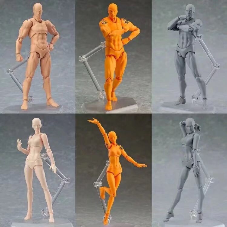 Figma 15 周年記念 2.0 男性女性スキントーングレーオレンジ絵画小道具関節可動玩具モデル|undefined