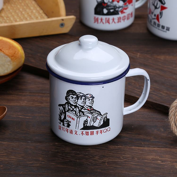 Wholesale vintage classic nostalgic enamel cup creative retro quotations enamel cup gift enamel cup advertising Cup