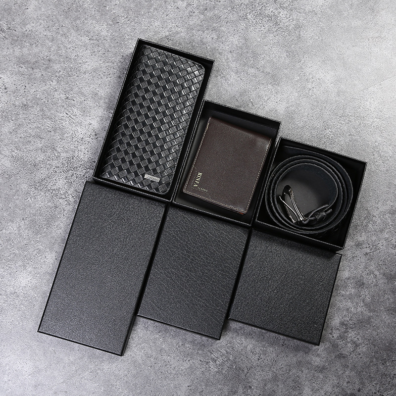In stock lid belt box long wallet box exquisite black packing box gift box