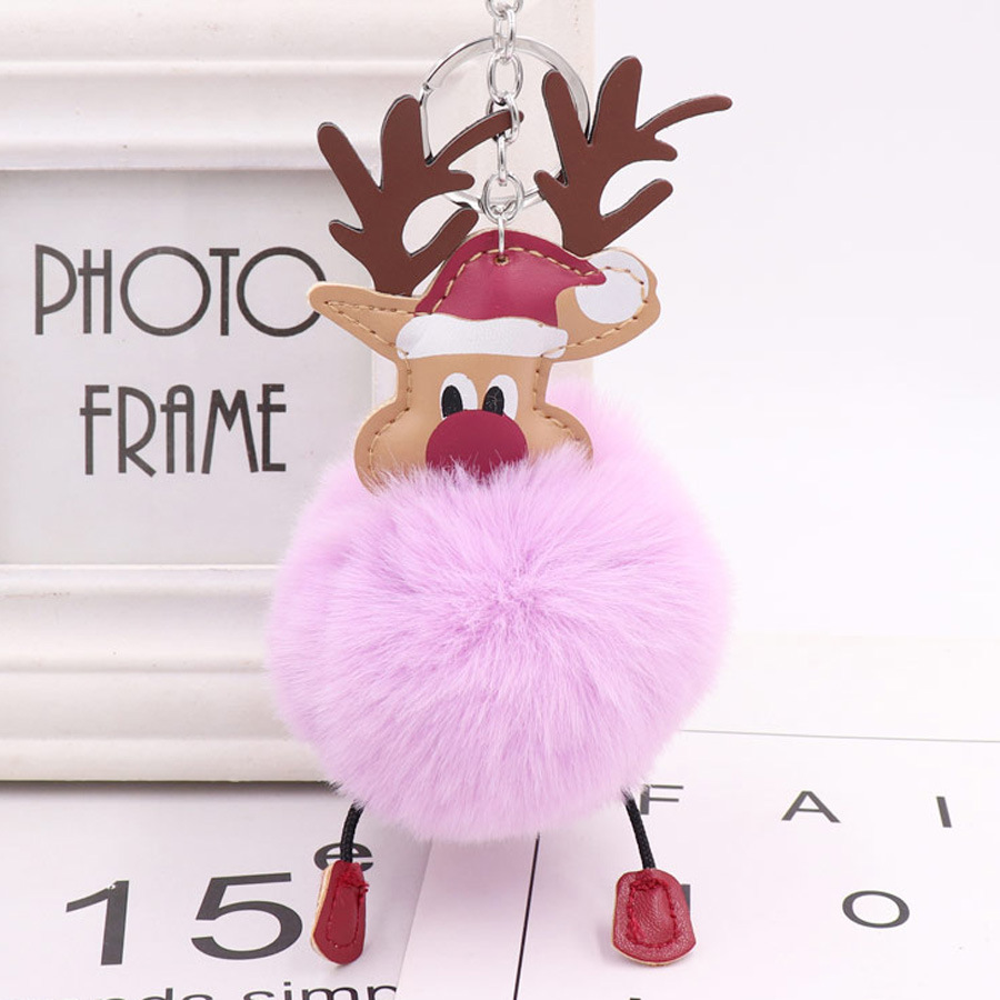 Winter Christmas fawn fur ball keychain cute Christmas elk Plush Bag pendant manufacturers wholesale