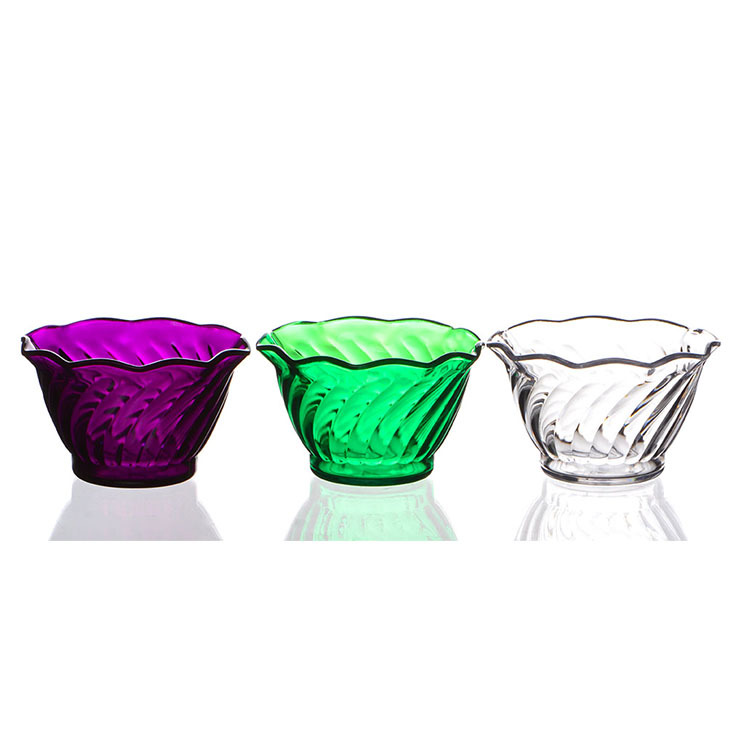 small size AS Plastic Salad Bowl Striped Plastic Bowl Pattern Ice Cream Bowl Mini small size Transparent Ice Cream Bowl