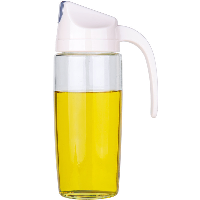 Glass Oil Pot Household Leak-proof Oil Bottle Kitchen Automatic Opening and Closing Seasoning Bottle Oil Bottle Vinegar Bottle Oil Pot Pot with Lid