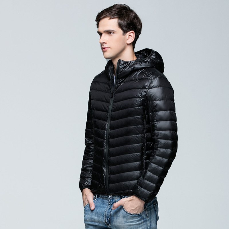 2023 Light Down Jacket Men's Short Hooded Down Jacket Winter Men's White Duck Down Ultra Light Down Jacket Men's Clothing
