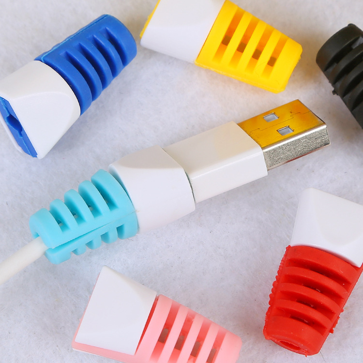 Wholesale custom creative headset Winder anti-fracture spiral data cable charging line TPU soft protective cover