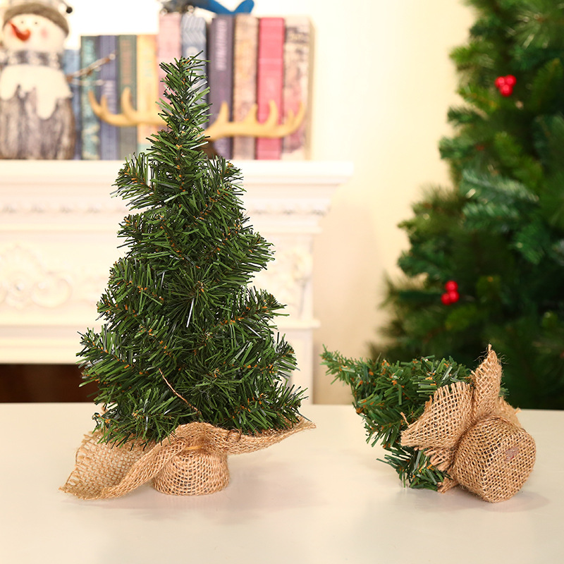 Christmas tree 20cm green tree 30cm mini Christmas tree linen bottom tree Christmas shopping mall window table decoration