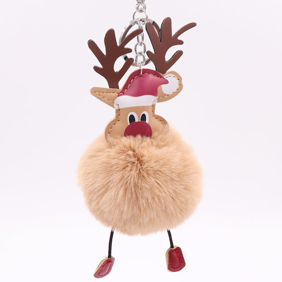 Winter Christmas fawn fur ball keychain cute Christmas elk Plush Bag pendant manufacturers wholesale