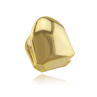 18K gold-plated glossy hip hop braces single Golden vampire fangs false teeth Halloween accessories for men and women
