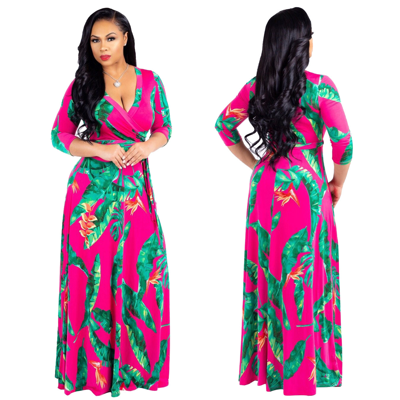 Amazon classic popular standard code sexy fashion digital printing European and American fashion style large swing skirt dress