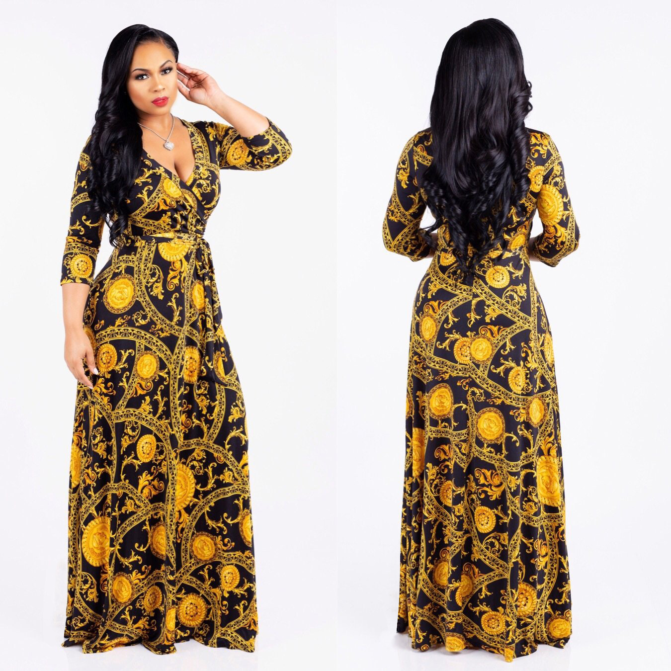 Amazon classic popular standard code sexy fashion digital printing European and American fashion style large swing skirt dress